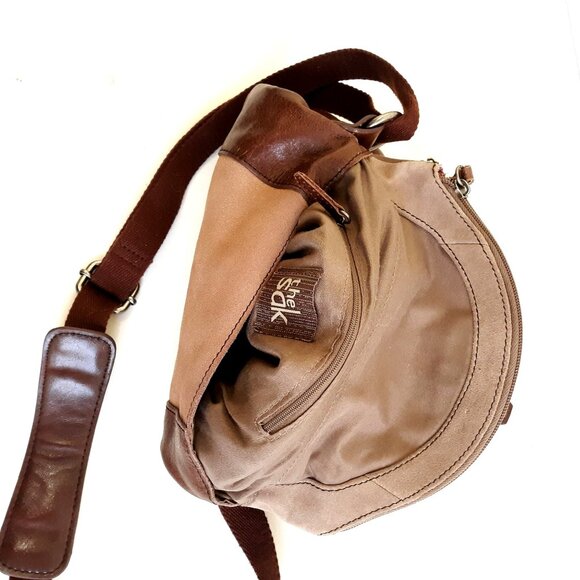 The Sac Tri Color Leather Hobo Satchel Brown Crossbody - Picture 6 of 7